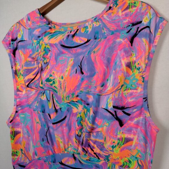 Lisa Blue Call Of The Whale Dress AUS UK 14 US 10 Beach Ruffle Psychedelic Swirl - Picture 6 of 16